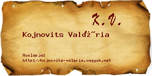 Kojnovits Valéria névjegykártya